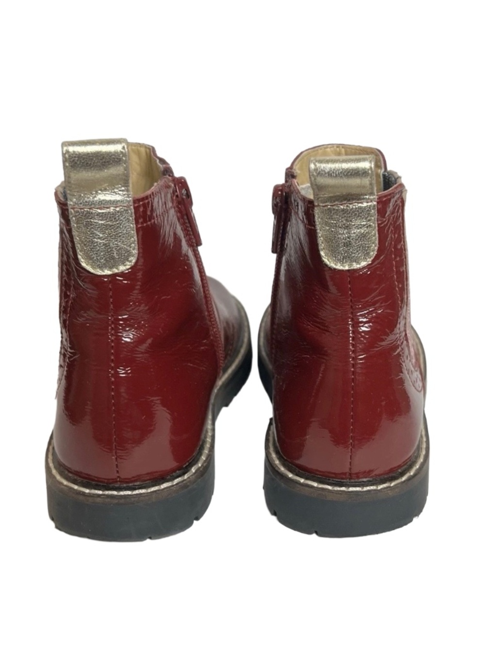 Mini Boden Burgundy Patent Leather Brogue Chelsea Boots Size 12.5 VGUC - Picture 5 of 6
